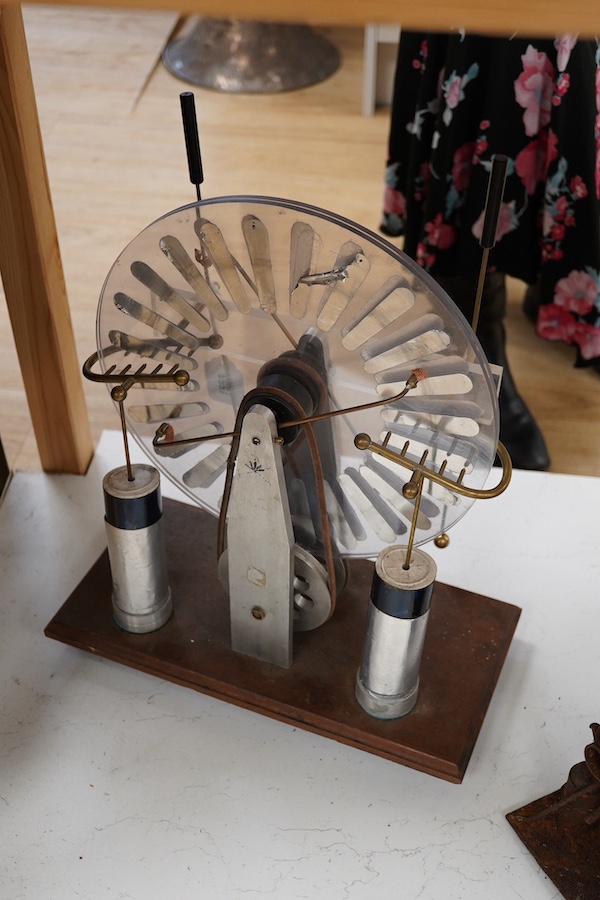 A Wimshurst electro static machine, 45cm high. Condition - untested if working